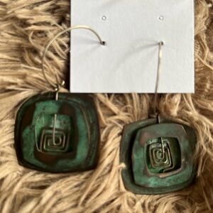 Green Spiral Dangle Earrings